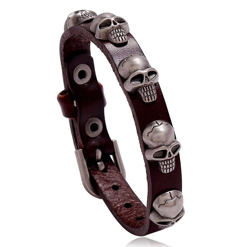 Hot-selling Accessories New Punk Style Skull Leather Trend Men And Women Student Jewelry Bracelet