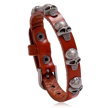 Hot-selling Accessories New Punk Style Skull Leather Trend Men And Women Student Jewelry Bracelet