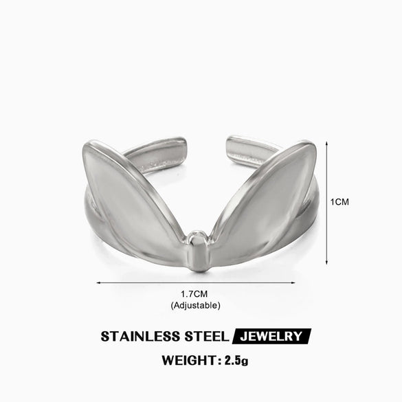 Ig Style Heart Shape Butterfly Stainless Steel Plating 18k Gold Plated Open Rings