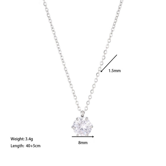 Ig Style Simple Style Round Stainless Steel Plating Inlay Zircon White Gold Plated Gold Plated Pendant Necklace