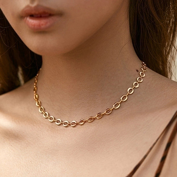 Ig Style Simple Style Solid Color Copper Plating Chain 18k Gold Plated Necklace