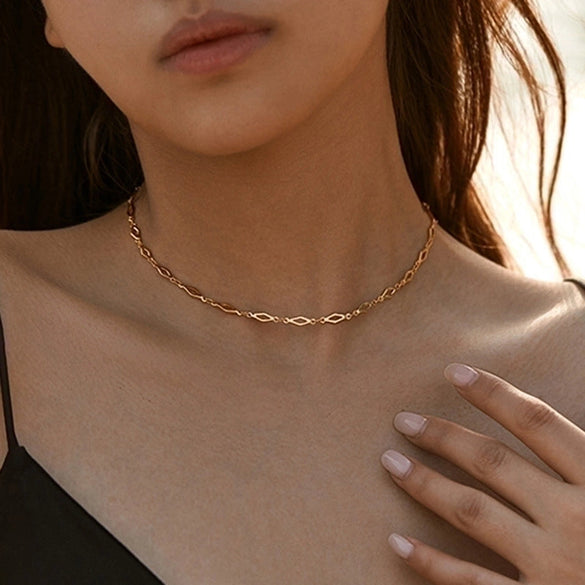 Ig Style Simple Style Solid Color Copper Plating Chain 18k Gold Plated Necklace