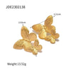 Ins Style Flower Butterfly Stainless Steel Plating Inlay Turquoise 18k Gold Plated Rings Earrings