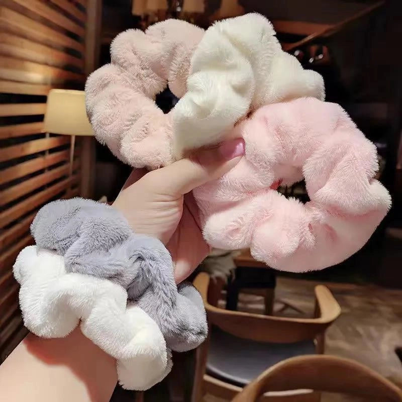 Korean Autumn And Winter Cute Imitation Rabbit Velvet Hair Ring Soft Warm Furry Hair Rope Large Intestine Ring Hair Rope Accessories Women