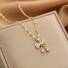 Lady Animal Flower Artificial Pearl Titanium Steel Copper Plating Inlay Zircon Pendant Necklace
