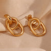 Fashion Circle Geometric Stainless Steel 18K Gold Plated Earrings
