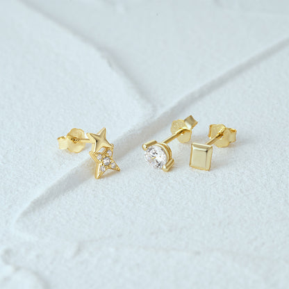 1 Set Simple Style Star Butterfly Plating Sterling Silver Ear Studs