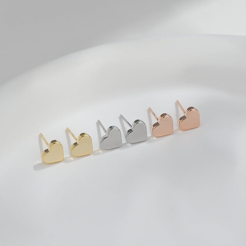 1 Set Basic Heart Shape Plating Copper Ear Studs