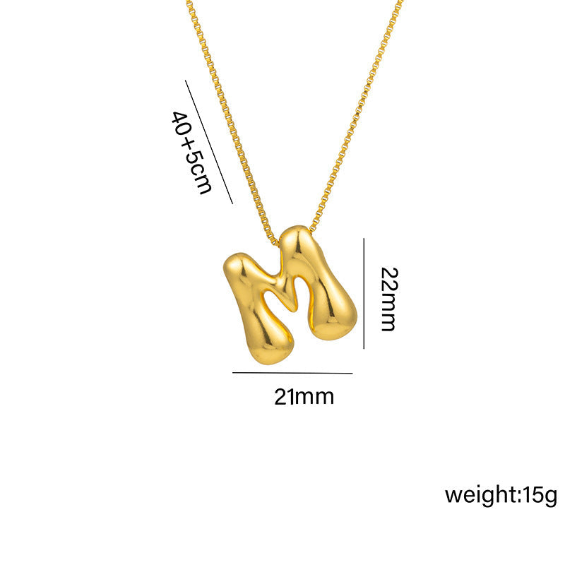 Letter Text Number Titanium Steel 18K Gold Plated Necklaces