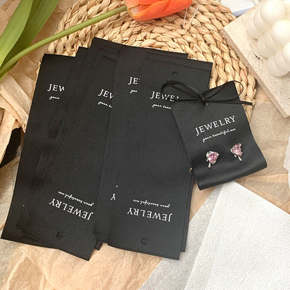 Fabric earrings card cotton soft cloth premium simple necklace hair band stud earrings jewelry cardboard packaging logo label