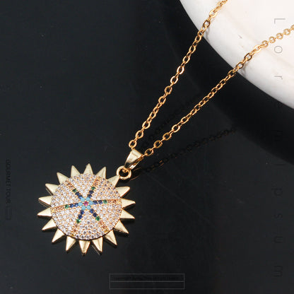 Simple Style Star Titanium Steel Copper Plating Inlay Zircon Pendant Necklace