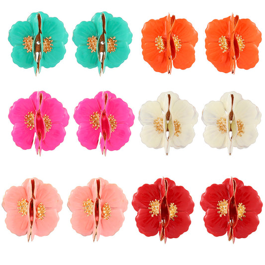 1 Pair Fashion Flower Metal Plating Women's Ear Studs