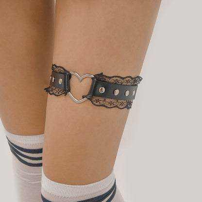 Punk Sexy Lace Heart Leg Ring Simple Leather Leg Accessories Female