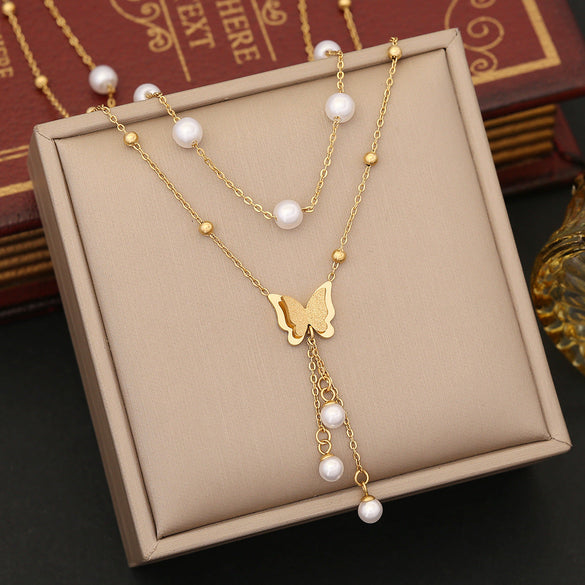 Fashion Flower Stainless Steel Electroplating Necklaces
