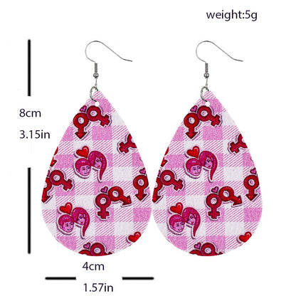 1 Pair Casual Elegant Modern Style Water Droplets Pu Leather Drop Earrings