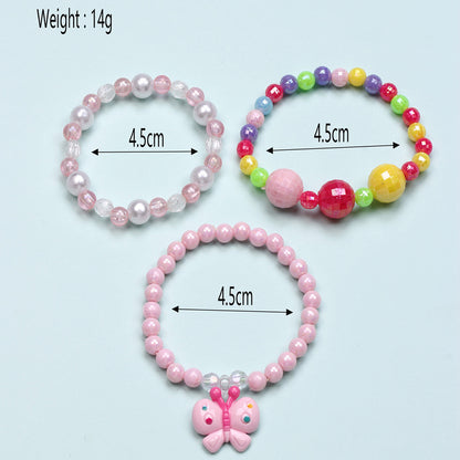 Simple Style Heart Shape Flower Plastic Beaded Girl's Bracelets