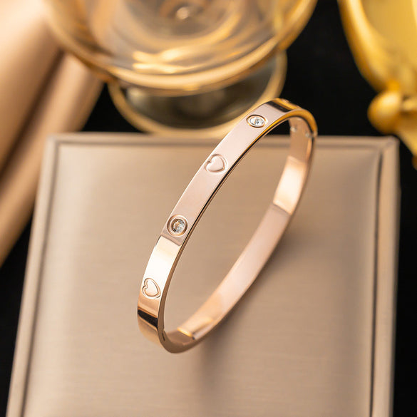 Ellipse Titanium Steel 18K Gold Plated Bangles