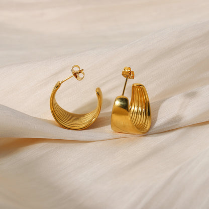 C Shape Plating Stainless Steel Gold Plated Earrings