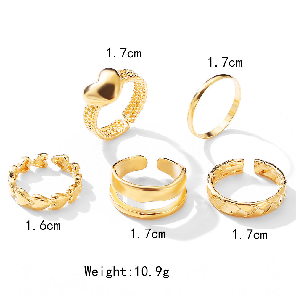 Fashion Heart Shape Alloy Plating Rings