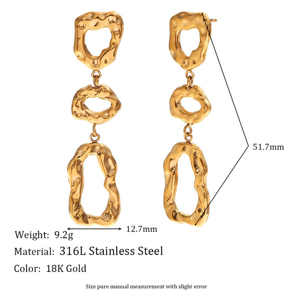 Fashion Circle Geometric Stainless Steel 18K Gold Plated Earrings