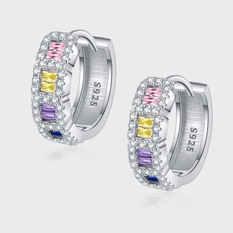 Ig Style Simple Style Rectangle Sterling Silver Plating Inlay Zircon Earrings 1 Pair