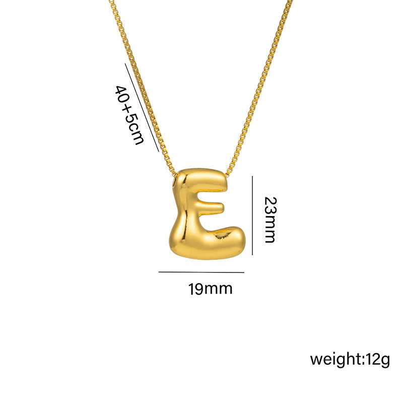 Letter Text Number Titanium Steel 18K Gold Plated Necklaces