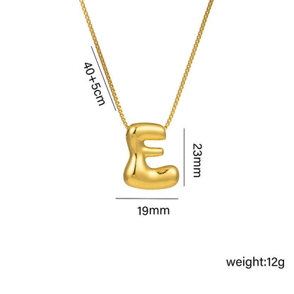 Letter Text Number Titanium Steel 18K Gold Plated Necklaces