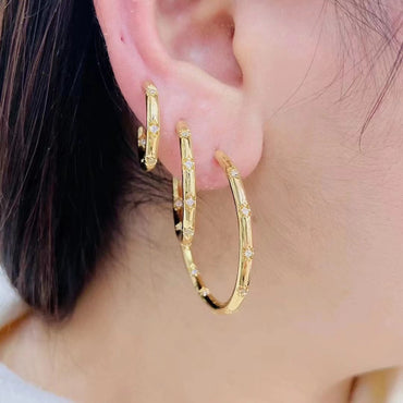 Simple C-shaped Micro-inlaid Zircon Large Hoop Earrings Jewelry