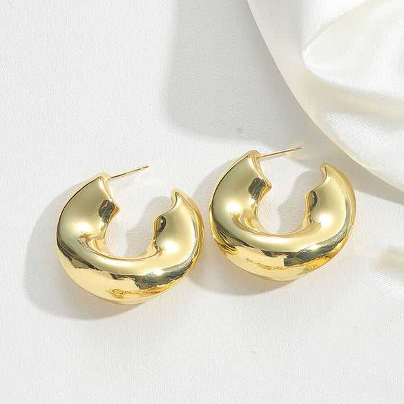 Cross-border hot-selling creative brushed hip-hop style personalized earrings, light luxury, high-end sense of high-quality, Korean earrings, jewelry women