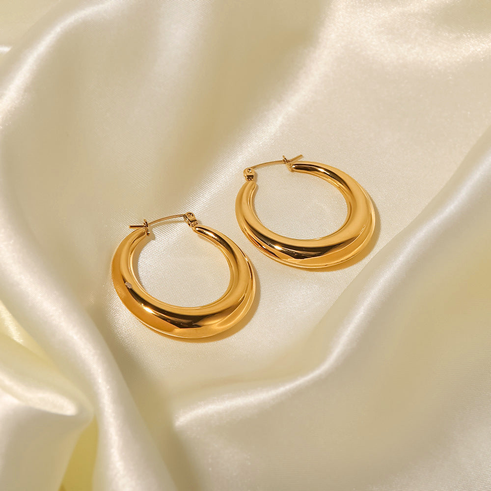 Fashion Circle Gold Plated Stainless Steel Gold Plated Hoop Earrings