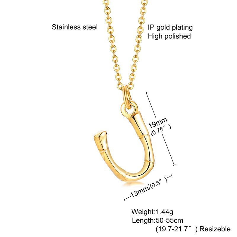 Fashion Letter Titanium Steel Polishing Plating Gold Plated Pendant Necklace