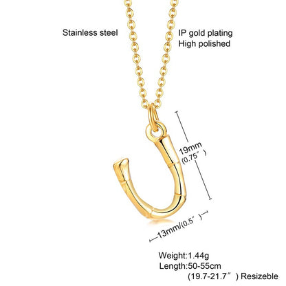 Fashion Letter Titanium Steel Polishing Plating Gold Plated Pendant Necklace