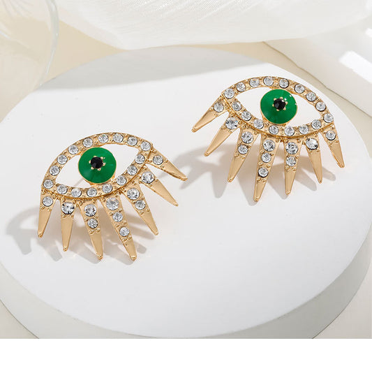 1 Pair Retro Devil's Eye Enamel Plating Inlay Alloy Rhinestones Gold Plated Ear Studs