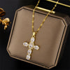 Minimalist Cross Letter Text Number Titanium Steel 18K Gold Plated Necklaces