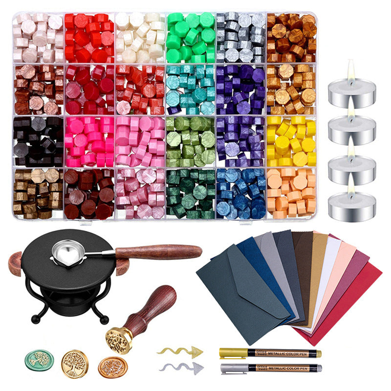 Fire paint wax grains full set gift box set wine jar sealing envelope sticker fire paint sealing wax engraving exquisite fire paint seal