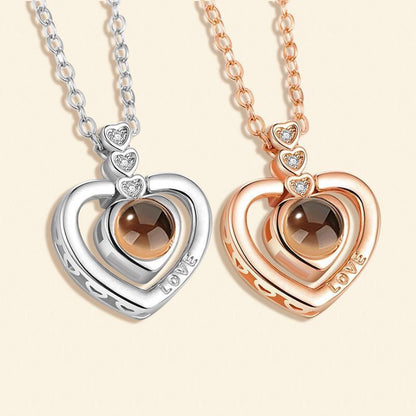 Elegant Korean Style Heart Shape Copper Zircon Pendant Necklace In Bulk