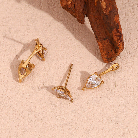 Fashion Droplet Geometric Stainless Steel 18K Gold Plated Stud Earrings