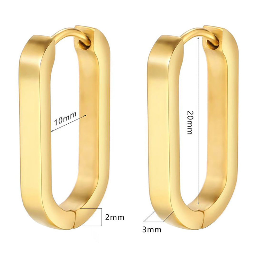 1 Pair Simple Style Oval Plating Stainless Steel Earrings