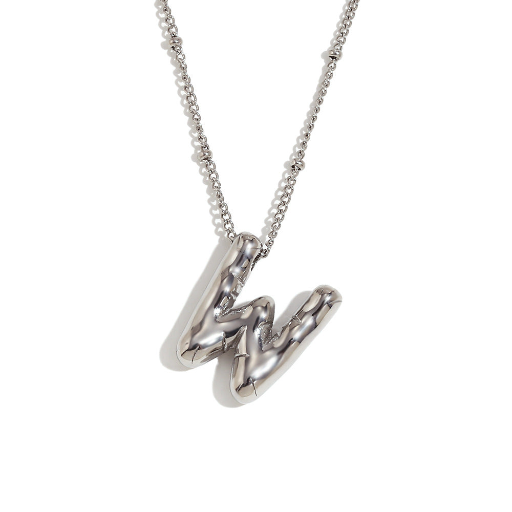 Fashion Letter Number Text Stainless Steel 18K Gold Plated Necklaces