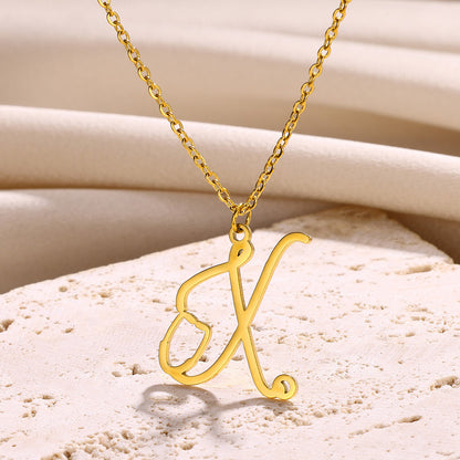 Stainless Steel Simple Style Letter Plating Pendant Necklace