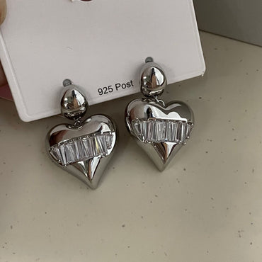 1 Pair Sweet Heart Shape Plating Copper Drop Earrings