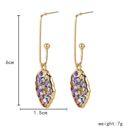 1 Pair Fashion Irregular Heart Shape Alloy Inlay Gravel Women's Drop Earrings