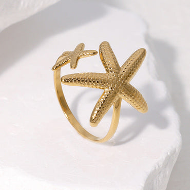 Expressive Starfish Animal Chinese Zodiac Stainless Steel Electroplating Rings