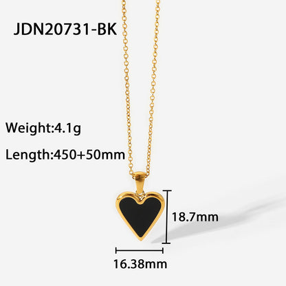 Simple Style Heart Stainless Steel Titanium Steel Plating Gold Plated Pendant Necklace