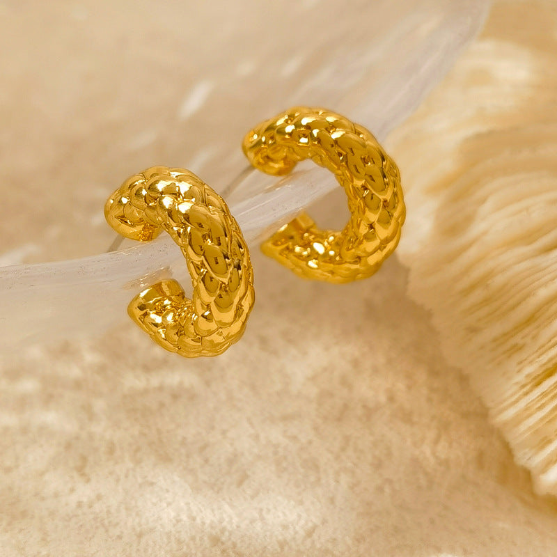 1 Pair Retro C Shape Plating Copper Gold Plated Ear Studs