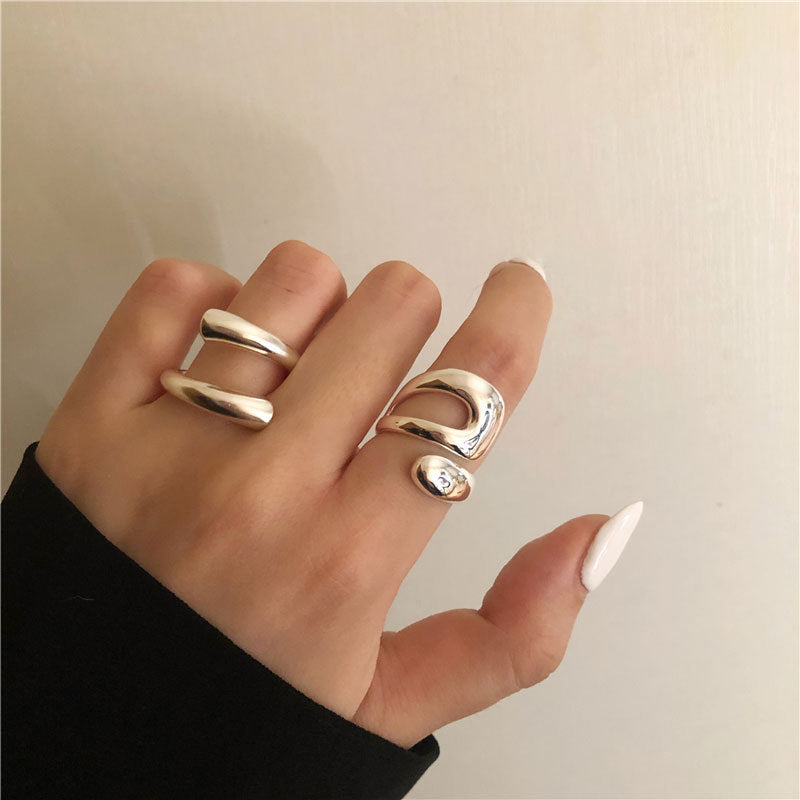 Fashion Solid Color Copper Silver Plated Open Ring 1 Piece