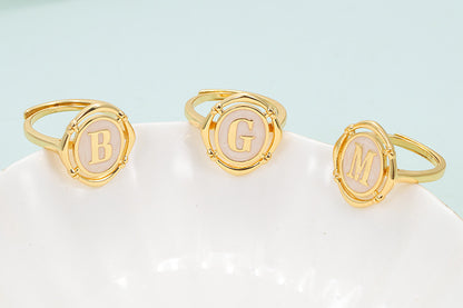 Korean Style Round Copper Gold Plated Zircon Rings 1 Piece