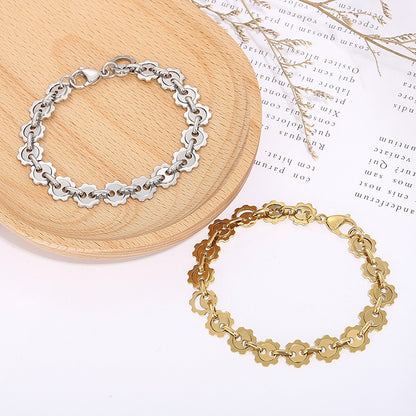 Titanium Steel Simple Style Geometric Plating Bracelets Necklace