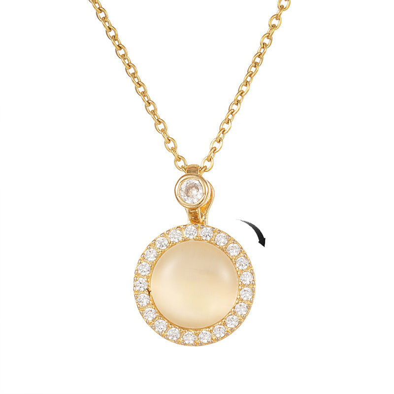 Elegant Round Copper Opal Zircon Pendant Necklace In Bulk