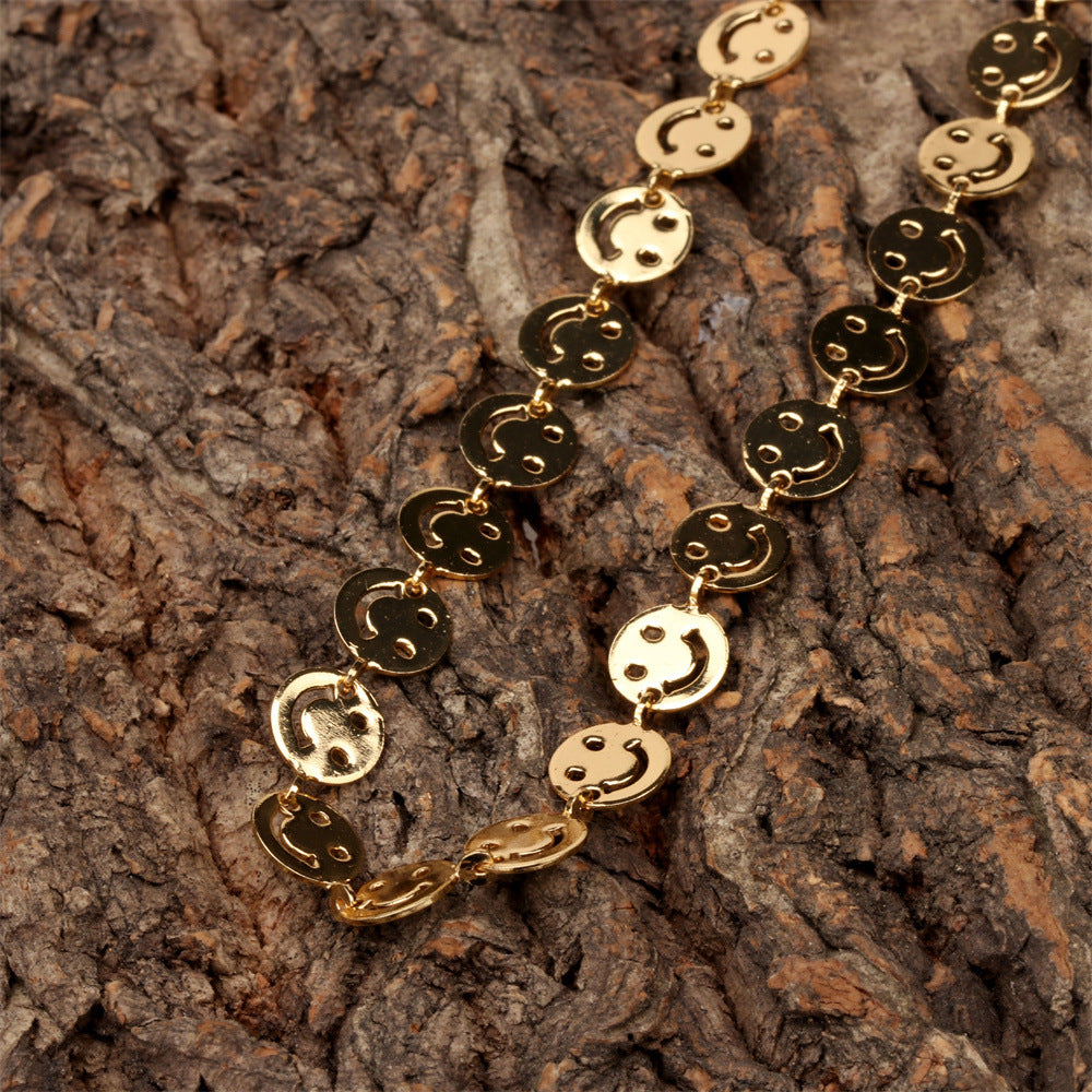 Simple Fashion Copper Smiley Face Chain Bracelet Necklace Wholesale Gooddiy